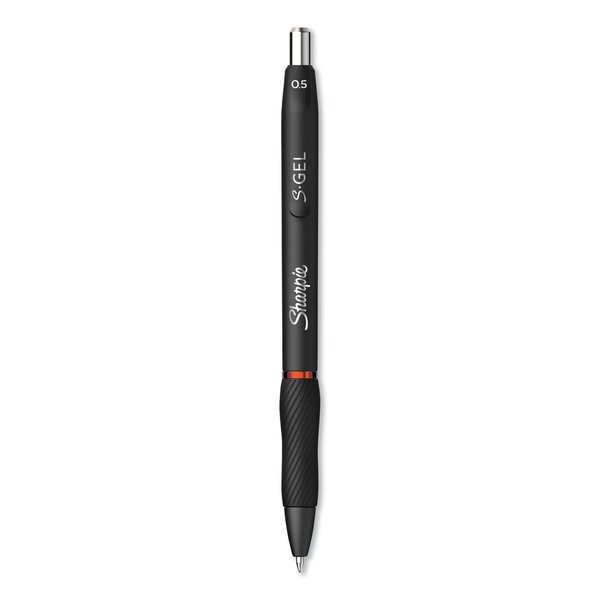 Sharpie S-Gel High-Performance Gel Pen, Retractable, Fine 0.5 mm, Red Ink, Black Barrel, PK12 PK 2096166